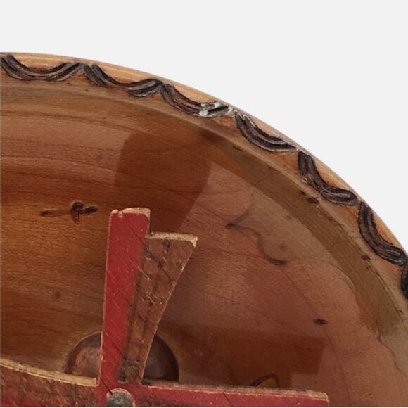 Vintage Hand Painted Dutch WINDMILL PLATE Wood Wall Hanging 7" Holland Made 2143 - Picture 3 of 15